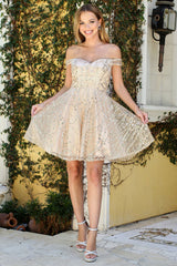 Adora 1023 Short A Line Cocktail Homecoming Glitter Dress