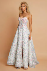 3D Flowers Corset Ball Gown Prom Dress