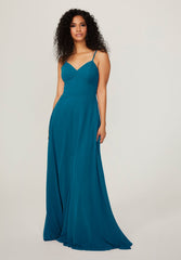 A Line Formal Evening Long Pleated Dress MGNY Madeline Gardner New York 21784