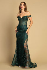 Adora 3168 Long Formal Glitter Print Mermaid Prom Dress
