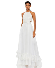 A Line Halter Long Formal Dress A Line Silhouette Mac Duggal 49530