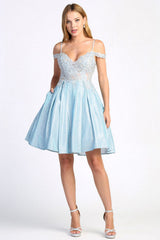 Adora 1010 Short Metallic Homecoming Glitter Cocktail Dress