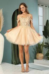 Adora 1052 A Line Homecoming Glitter Applique Prom Dress