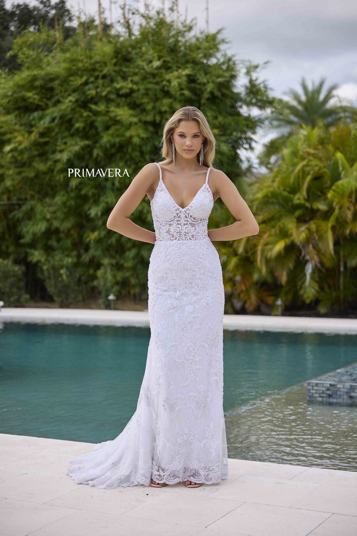 A Line Long Lace Bridal Wedding Dress Primavera Couture 11143