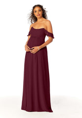 A Line Formal Evening Long Ruffle Dress MGNY Madeline Gardner New York 14111