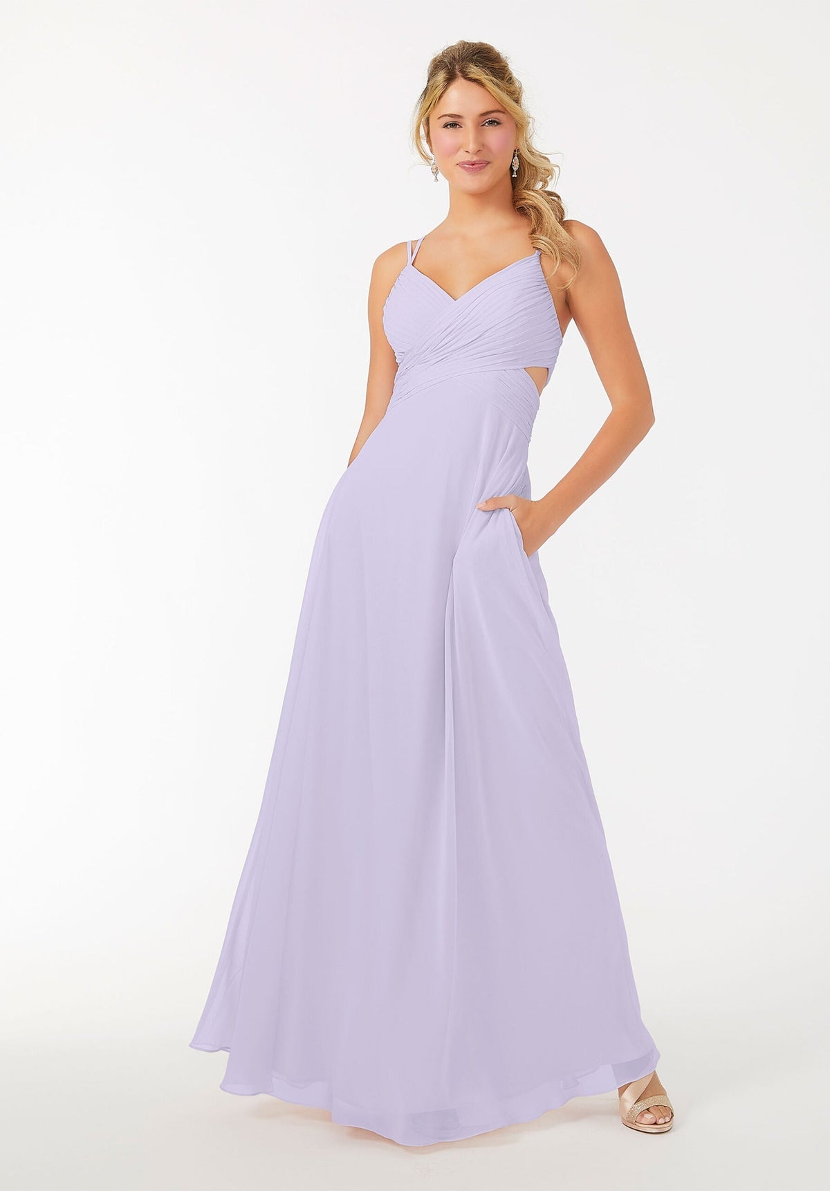 A Line Long Formal Pleated Dress MGNY Madeline Gardner New York 21702