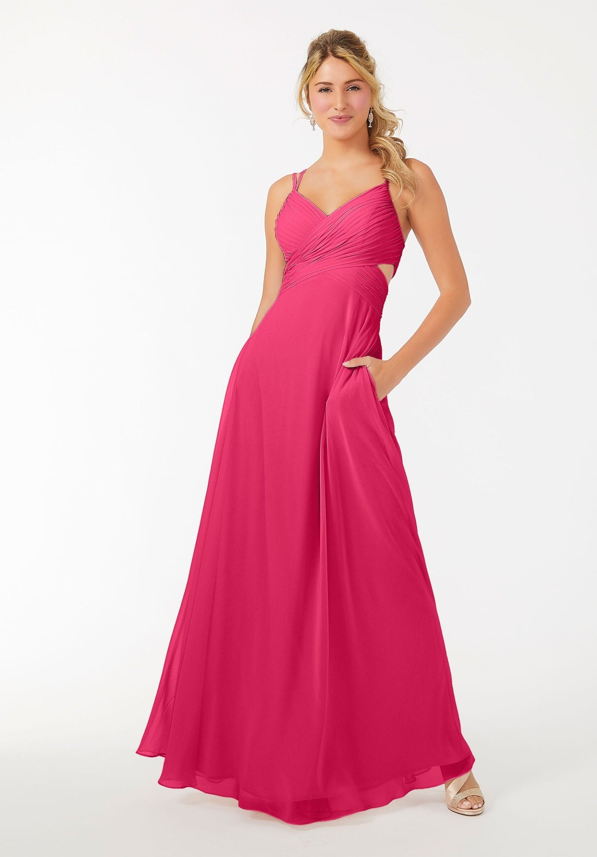 A Line Evening Formal Long Pleated Dress MGNY Madeline Gardner New York 21702