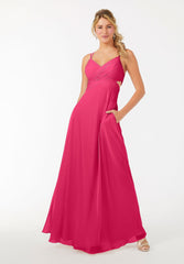 A Line Evening Formal Long Pleated Dress MGNY Madeline Gardner New York 21702