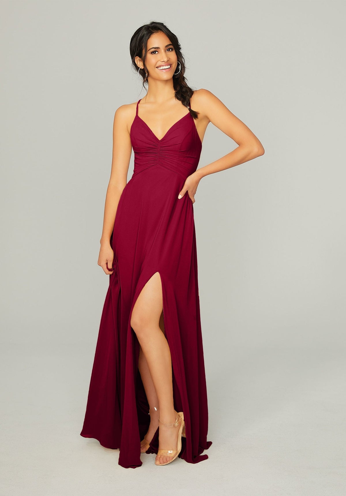 A Line Formal Long Slit Dress MGNY Madeline Gardner New York 21755
