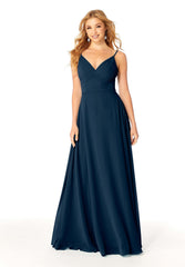 A Line Pleated Long Evening Formal Dress MGNY Madeline Gardner New York 21807