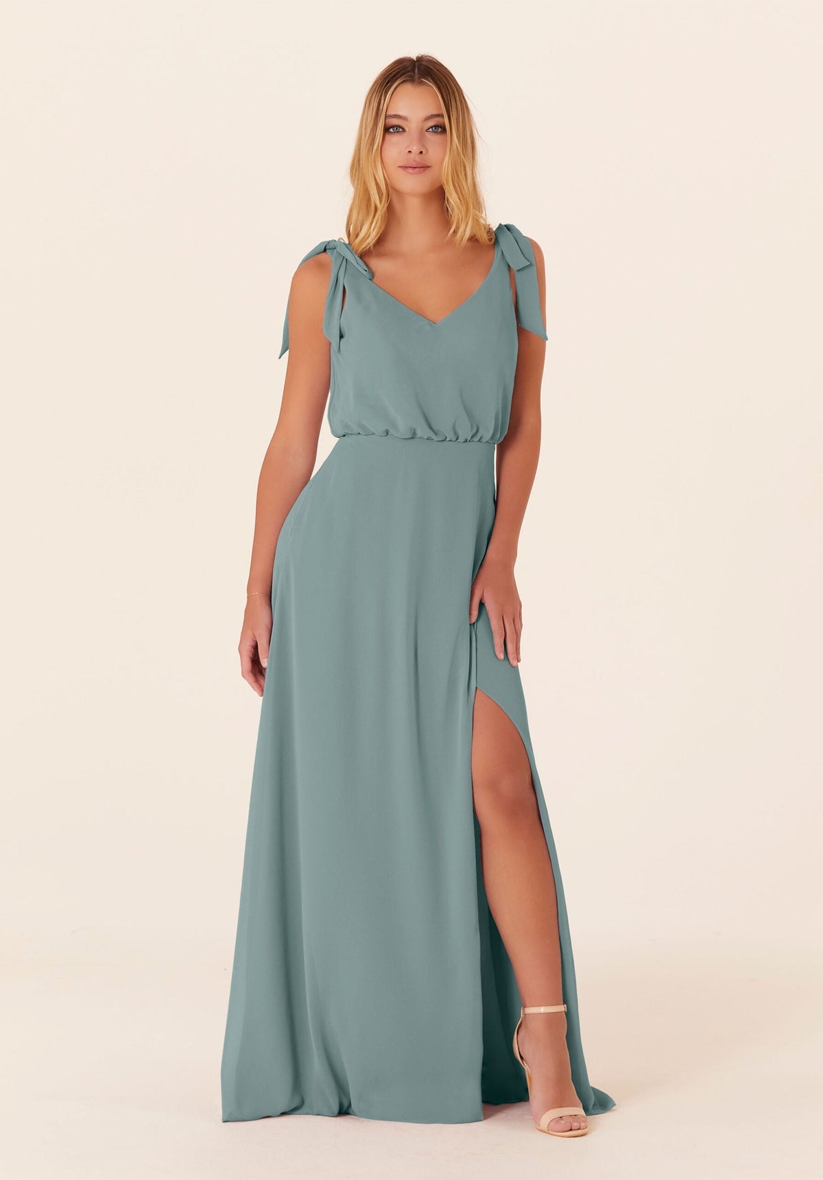 A Line Slit Long Formal Evening Gown MGNY Madeline Gardner New York 21824