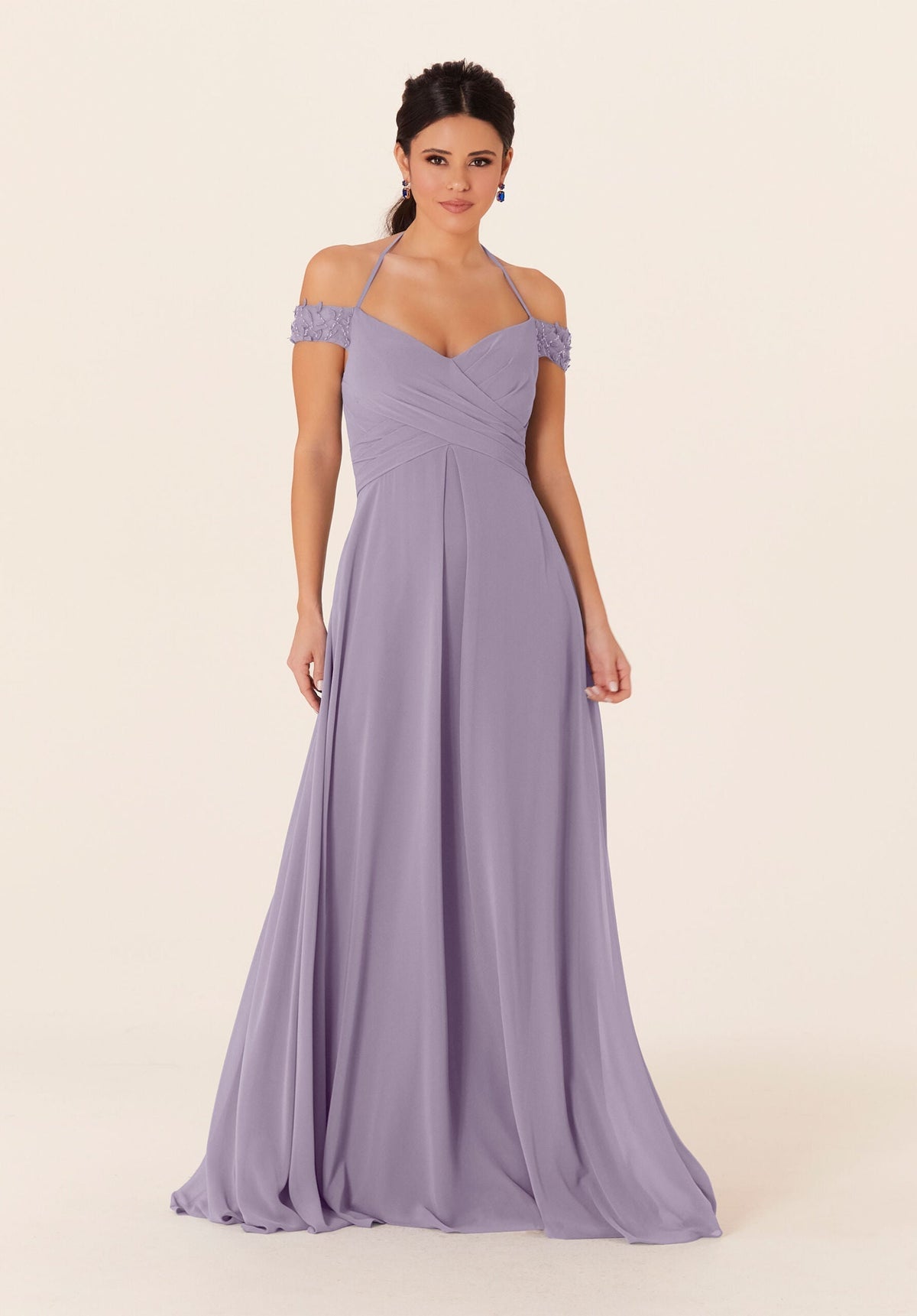 A Line Long Evening Formal Pleated Dress MGNY Madeline Gardner New York 21833