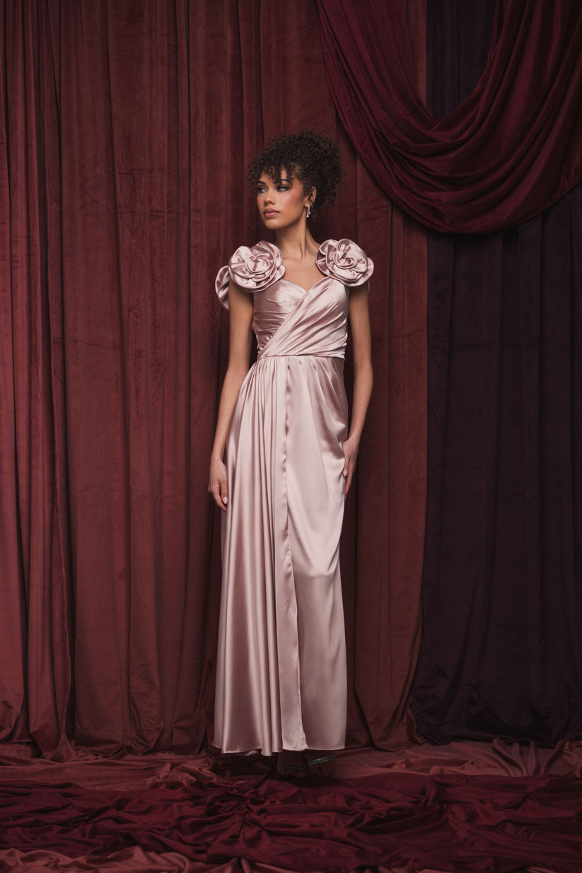 3D Floral Long Dress Formal Evening Pleated Mac Duggal 2299