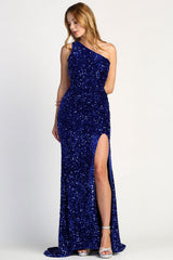Adora 3067 Fitted Long Sequin Formal Slit Evening Dress