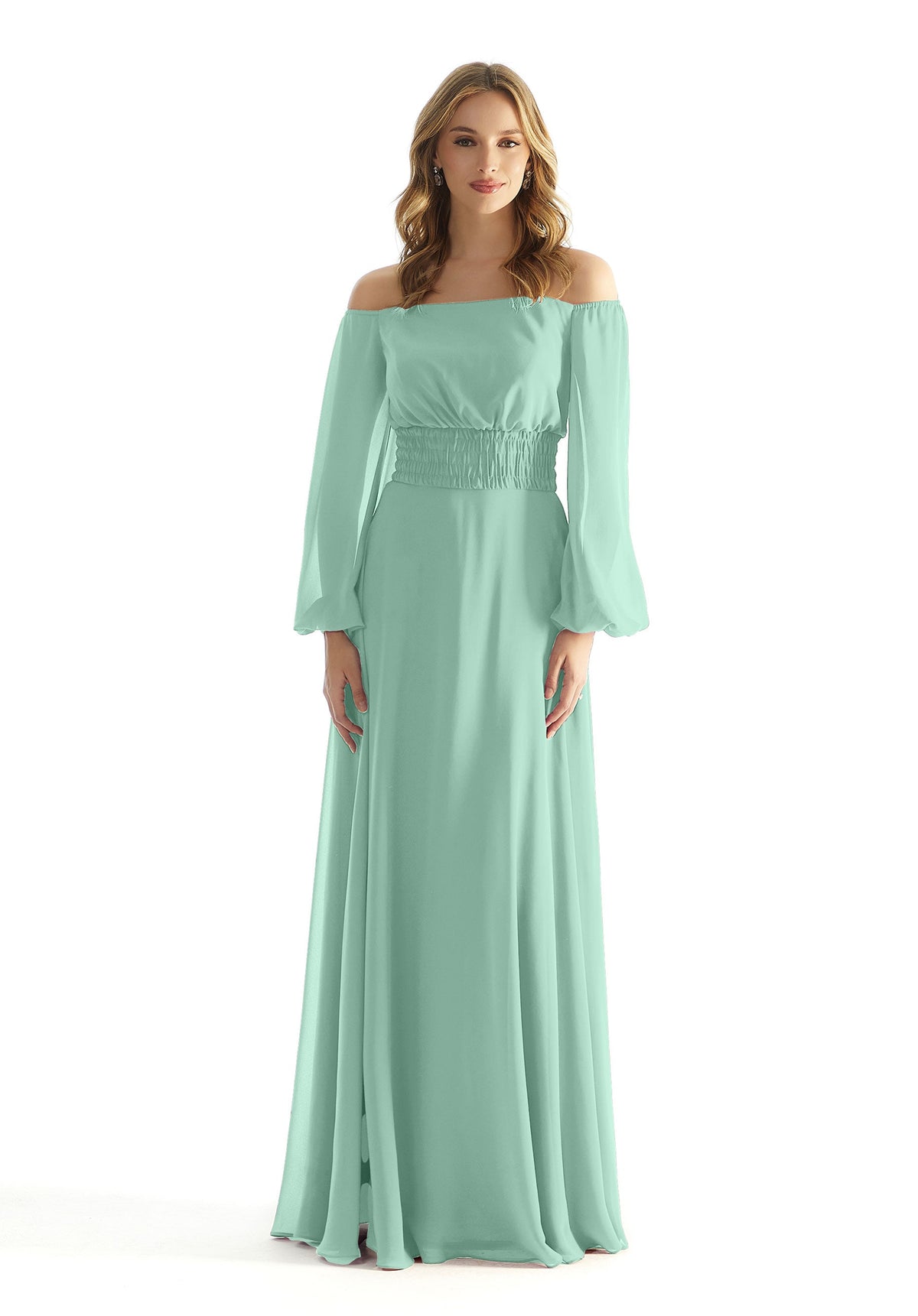 A Line Formal Long Sleeve Evening Dress MGNY Madeline Gardner New York 31238