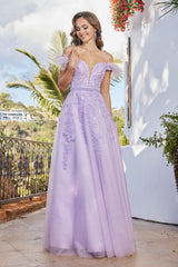 Adora 3143 Long Glitter Applique Formal A Line Prom Dress