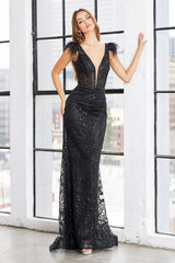 Adora 3151 Formal Long Printed Glitter Prom Dress
