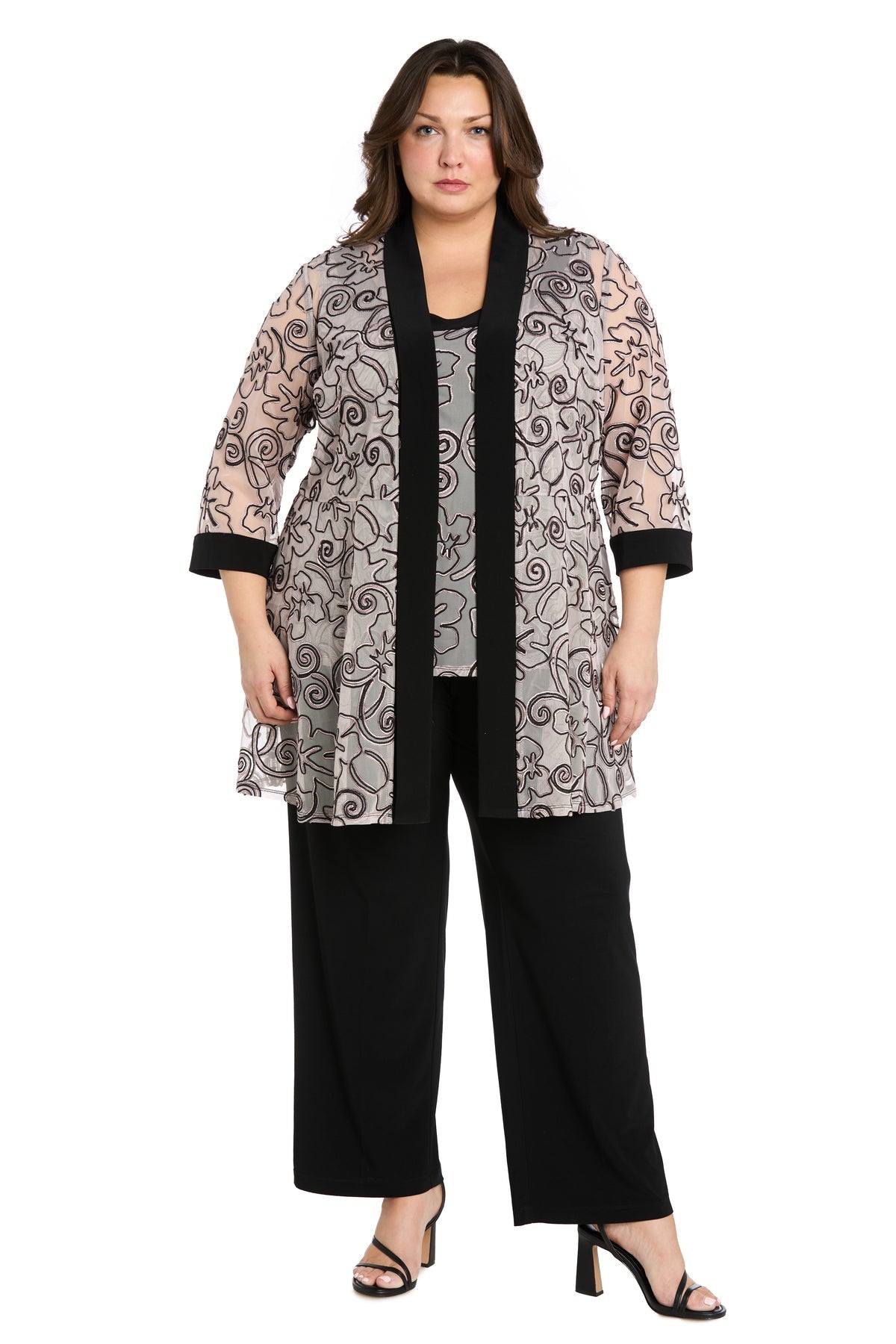 3D Floral Formal Jacket Pant Suit Long Plus Size R&M Richards 3352W