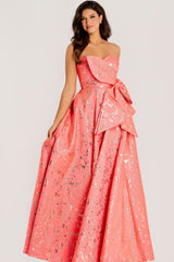 A Line Long Formal Metallic Pleated Prom Dress Jovani 48657