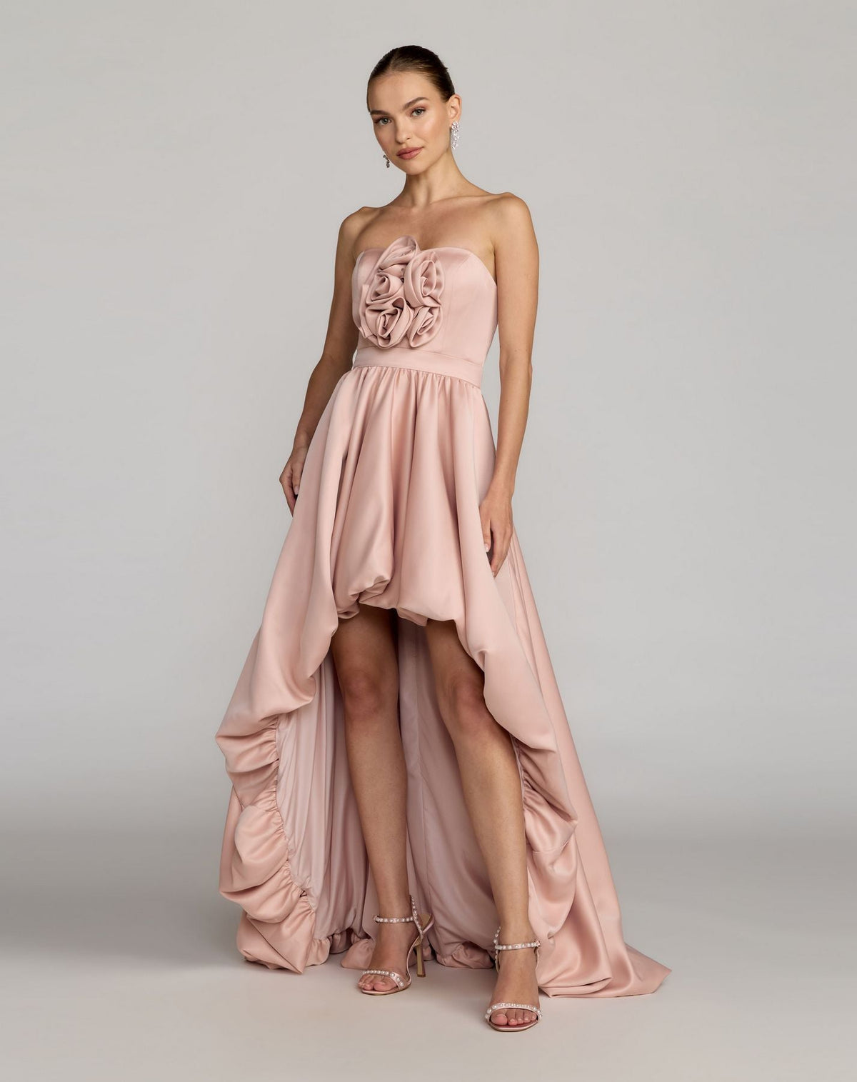 3D Floral Formal Prom Gown High Low Mac Duggal 27554