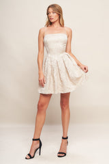 A Line Mini Floral Short Pleated Cocktail Dress Flying Tomato ID22914