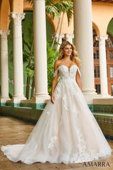 A Line Long Bridal Wedding Dress Amarra 84401