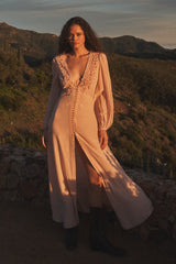 Lina Silk Lace-Trimmed Maxi Dress