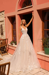 A Line Long Lace Bridal Wedding Dress Amarra 85718
