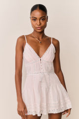 Zirelle Pink Cotton Lace-Trimmed Mini Dress